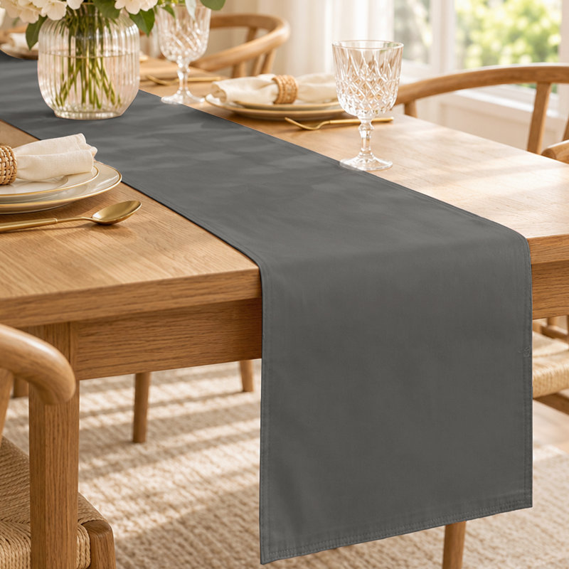 100% Cotton Solid Soft Durable Table Runner, 72" L, Charcoal