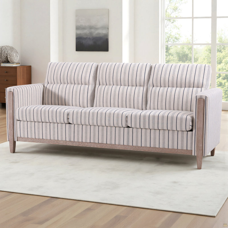 Comfortable Solid Wood Three-Seater Sofa