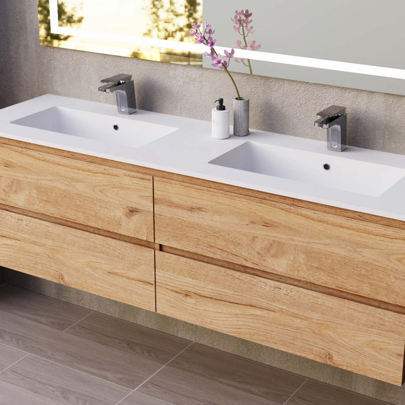 DAX Pasadena Vanity with Toscana Basin, 64", Oak, Oak