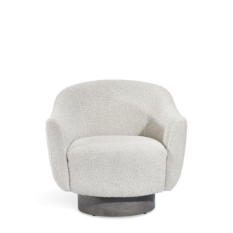 Fauteuil demi-tonneau pivotant l 31 po Simone, Brume 100% polyester, Gris délavé