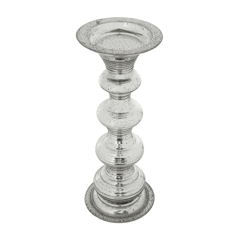 Glass Tabletop Candlestick, 14.8" H x 6.1" W x 6.1" D