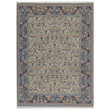 Wool Oriental Area Rug in Beige/Dark Blue