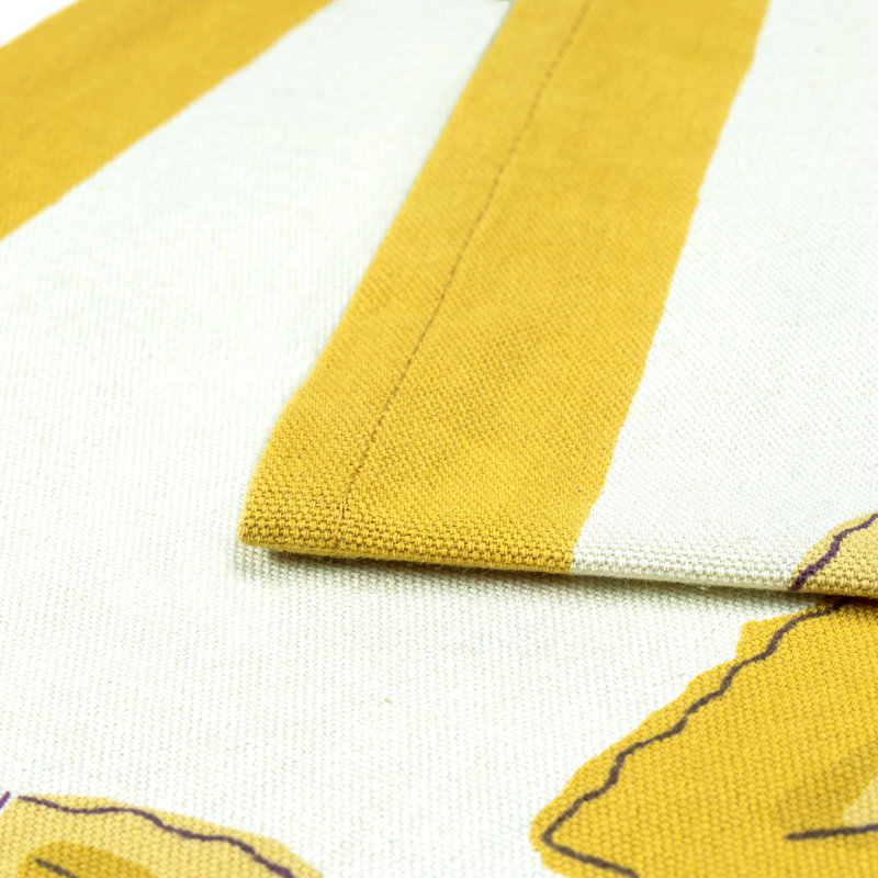 Fig Handmade Floral Table Runnner, Yellow/White, 90" x 16"