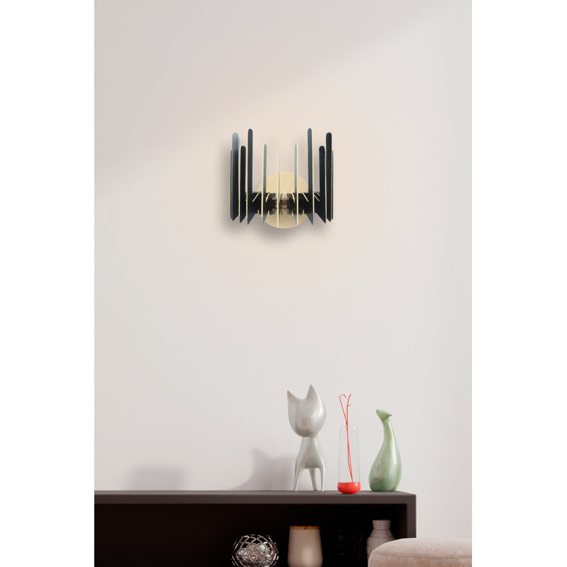 Applique murale moderne en zigzag, panneau de fibres à densité moyenne noir, 7,9 po x 9,4 po x 7,5 po | Douille E27, 40 W maximum | Luminaire élégant et unique pour le salon, la chambre à coucher ou le couloir | Parfait pour la décoration intérieure contemporaine