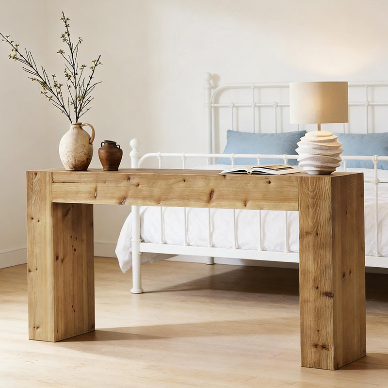 Console en bois massif de haute qualité, conception minimaliste pour le couloir et le vestibule avec une construction durable et un attrait rustique naturel