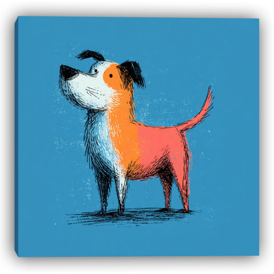 Tail Up Terrier Wrapped Canvas Wall Art