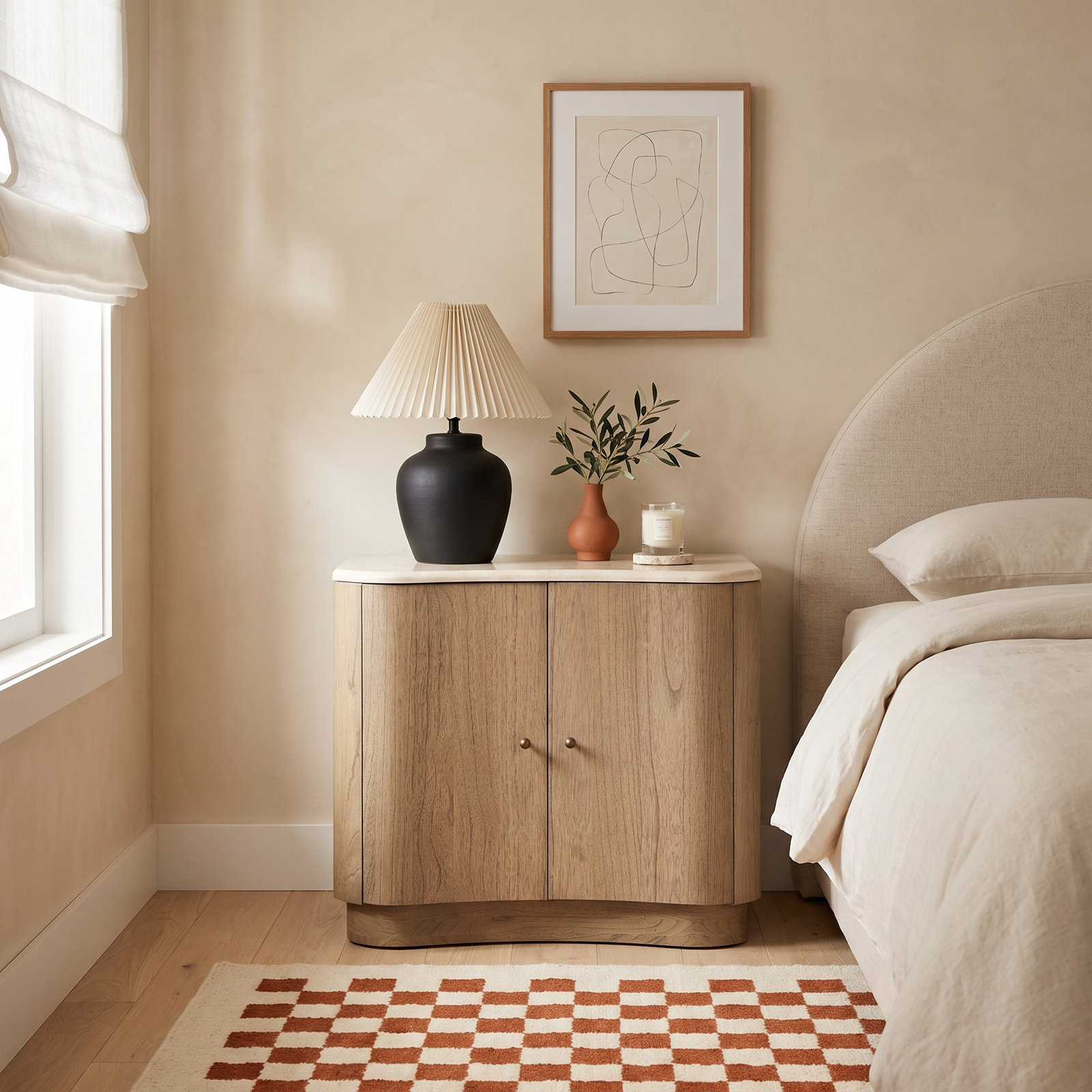 2-Door Nightstand, Sandy Mindi Veneer