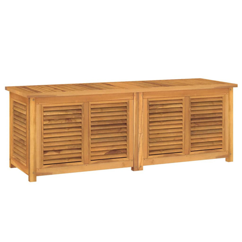 Water Resistant Teak Solid Wood Storage Bench in Brown