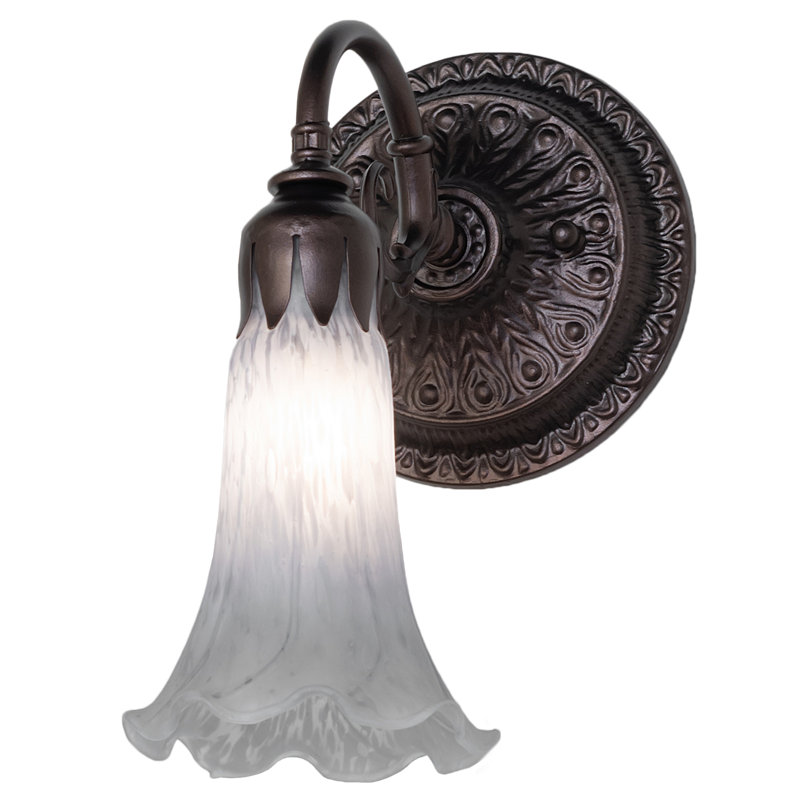 Neriman   1 - Light Armed Sconce, Mahogany Bronze, White/Gray