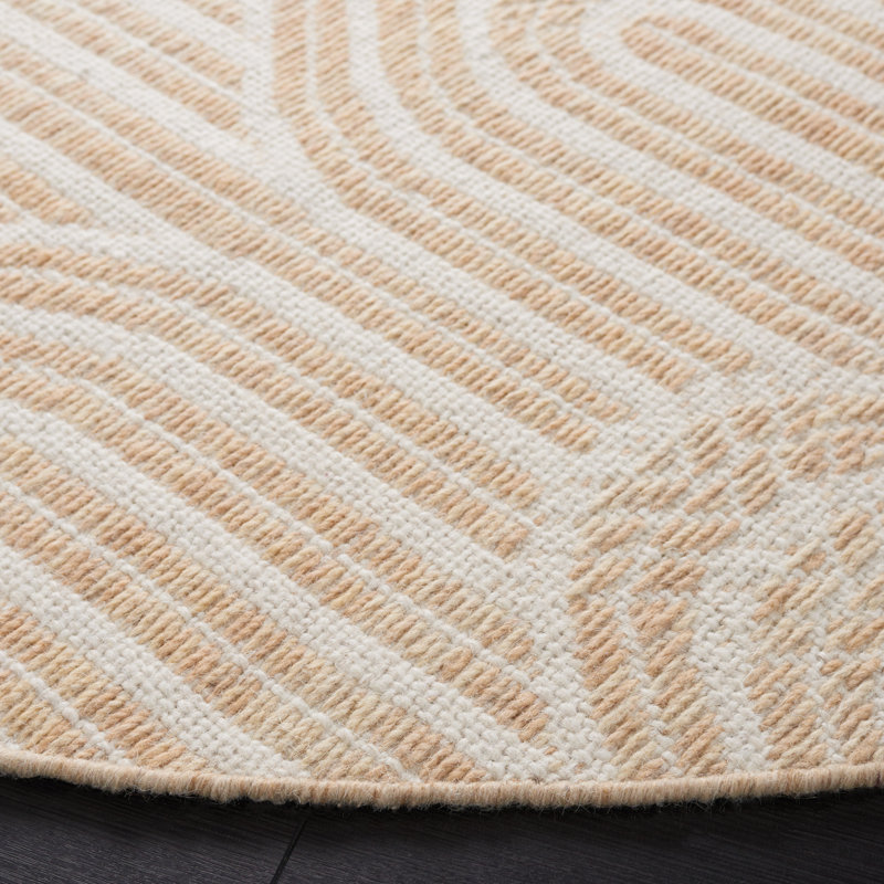 Tapis abstrait en laine tissé à plat à la main Koletyn, Rond 6 pi