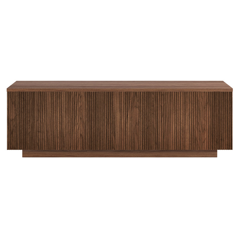 Tiegan 48" Wide Rectangular Fluted Coffee Table, Satin Walnut