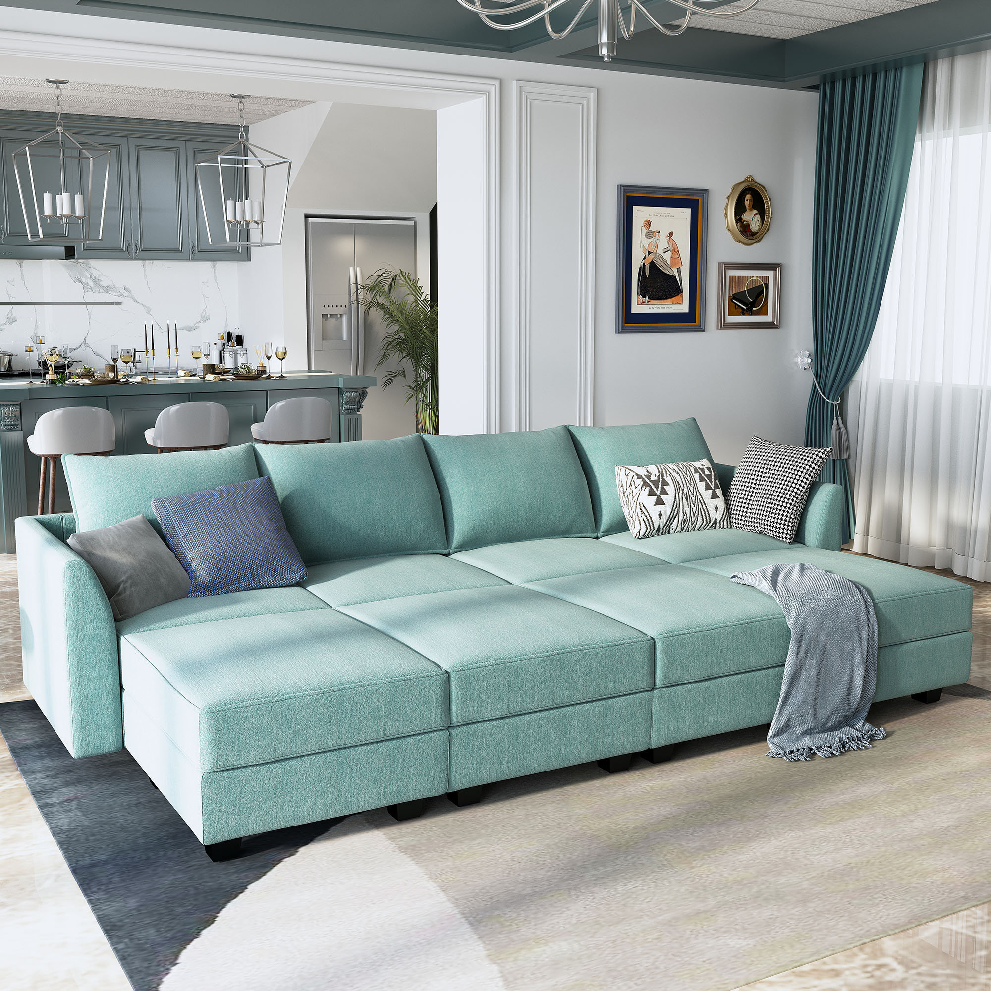 Latitude Run® 8 - Piece Reversible Living Room Modular Sectional Sofa ...