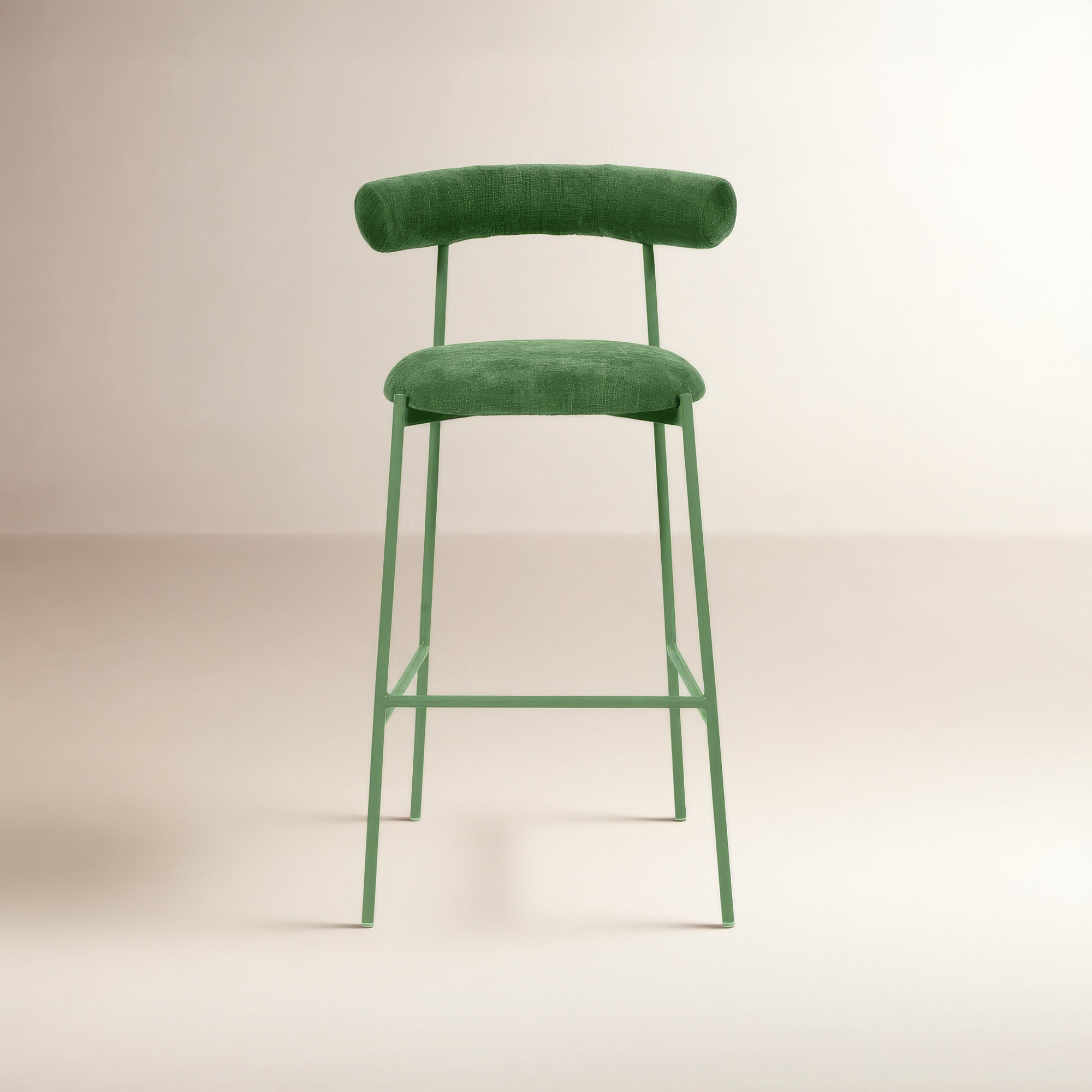Geraldina Velvet Bar & Counter Stool, Bar Stool (29.1” Seat Height), Forest Green