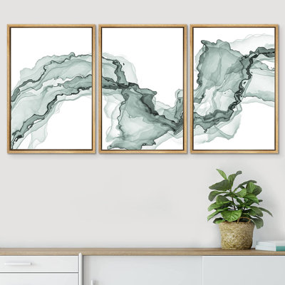 " Minimal Smoke Wave " 3 - Pieces Painting Print