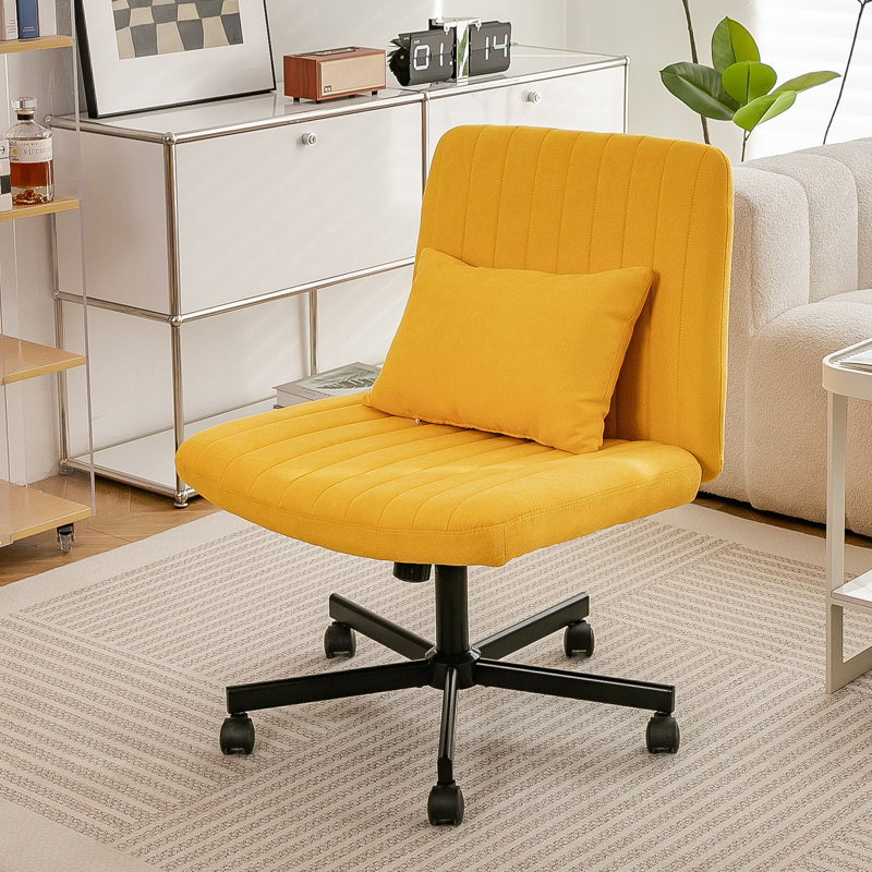 Chaise de bureau Linen Criss Cross, Lin, Jaune, Jaune