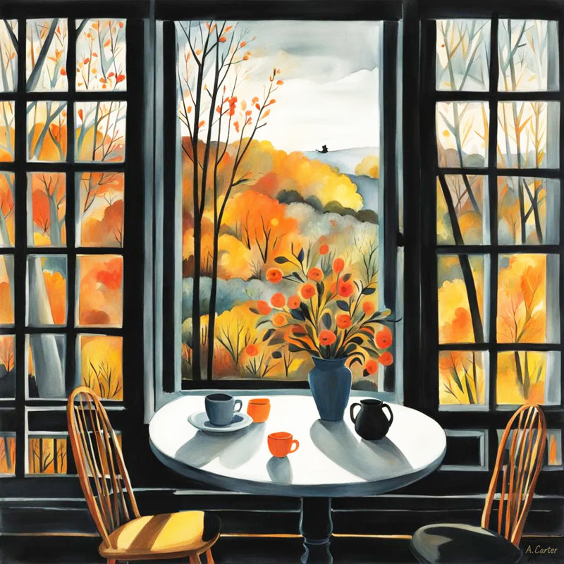 «Autumn View from the Window», art mural sur toile tendue, H 12 po x l 12 po