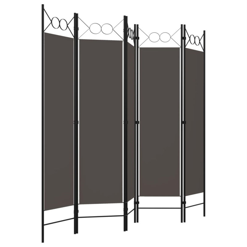 Paravent pliant autoportant pour séparer une pièce, 5, H 70,9 po x l 78,7 po x P 1,6 po, Anthracite