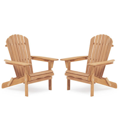 Ensemble de 2 chaises de patio pliantes en bois Adirondack pour le jardin, le jardin, la pelouse, la cour, la terrasse, le bord de la piscine, le foyer d'extérieur
