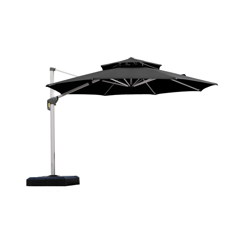 Leeven 3.65m Cantilever Parasol With Base, Black
