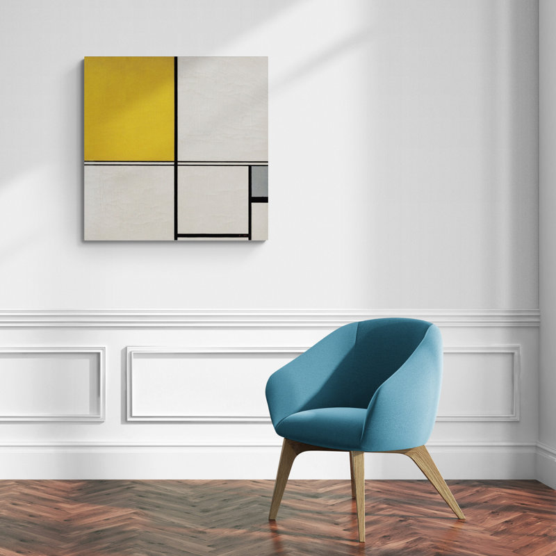 Composition With Double Line And Yellow And Grey (Composition B) by Piet Mondrian - Wrapped Canvas Art Prints