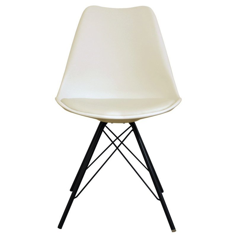 Aneta Plastic Side Chair, Ivory/White