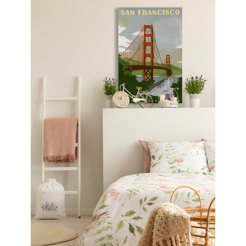 «Golden Gate Bridge, San Francisco» par - peinture sur toile tendue, H 18 po x l 12 po x P 1,5 po