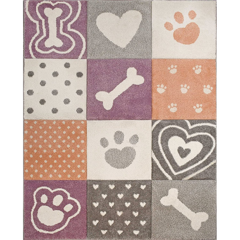 Area Rug for Kids Bedroom Cute Animal Puppy Love Modern Decor Nursery Playroom Carpet Mat, Rectangle 3'11" x 5'3"