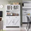 Armoire de cuisine multifonctionnelle avec support pour micro-ondes et bar à café-1855641