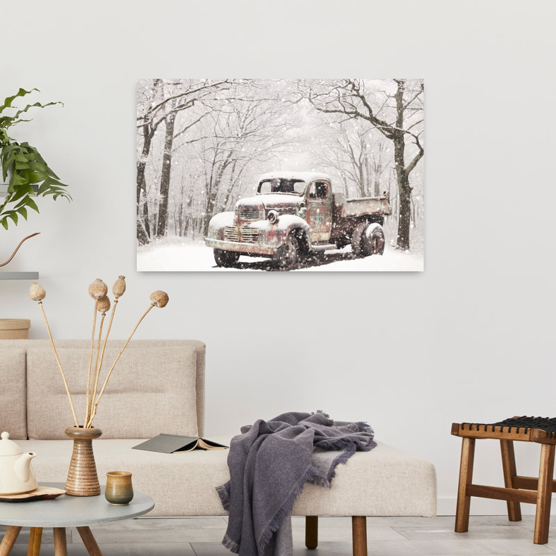 Arbre de Noël camion abstrait arbre de Noël contemporain paysage d'hiver, H 36 po x l 24 po