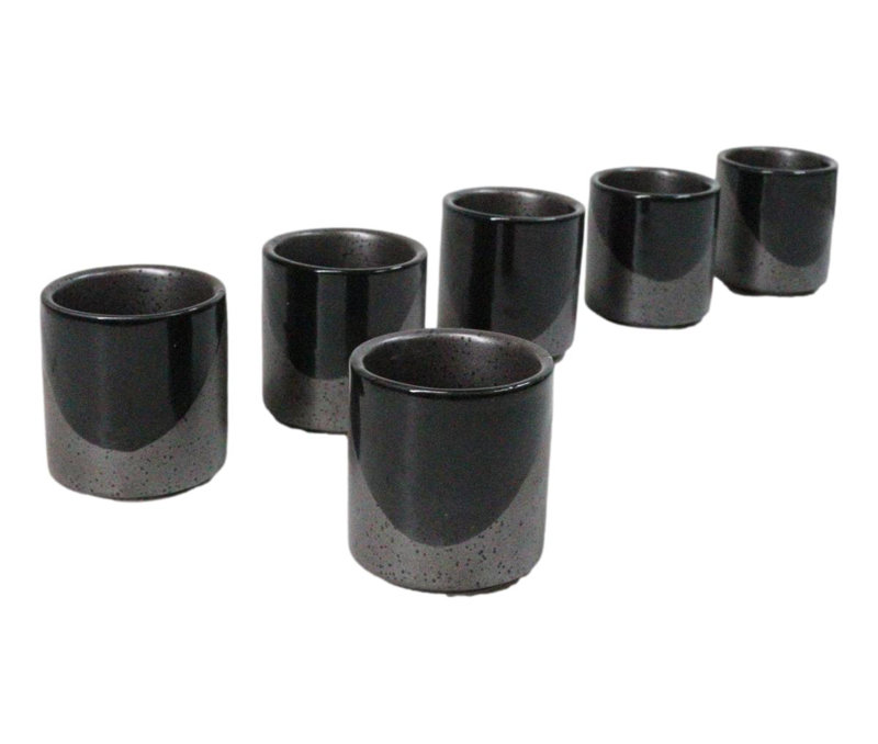 Ensemble de 6 coupes à saké Ochoko Yuzu 1,25 oz en porcelaine moderne noire et gris anthracite
