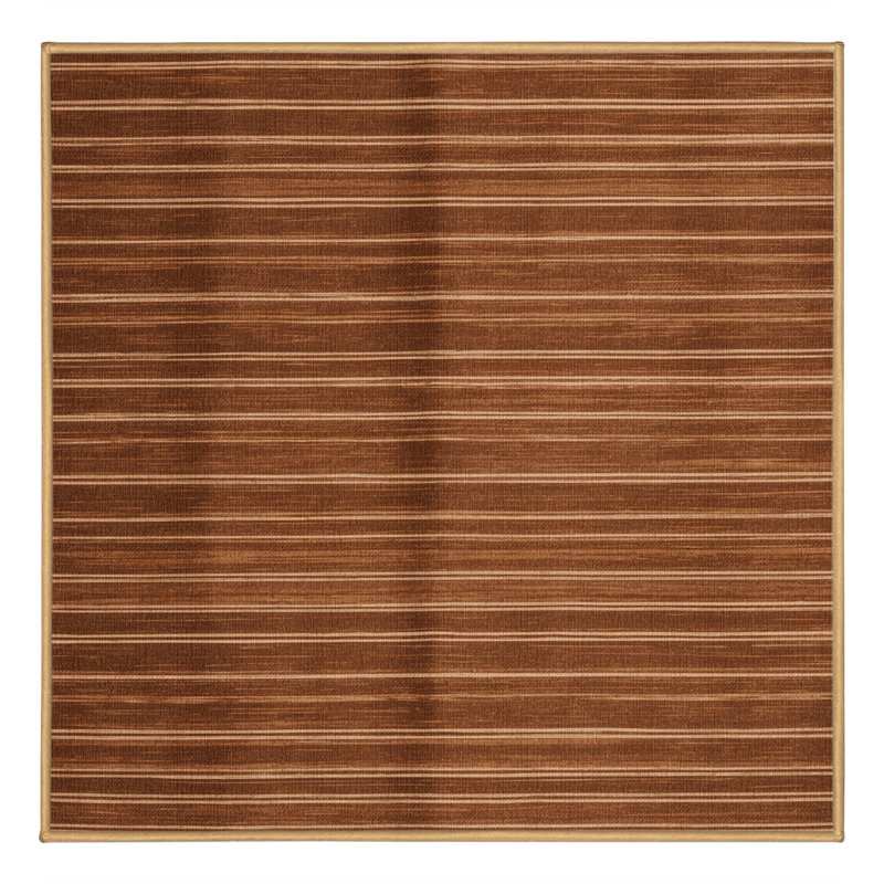 Tapis brun à rayures horizontales lavable à la machine, Carré 5 pi