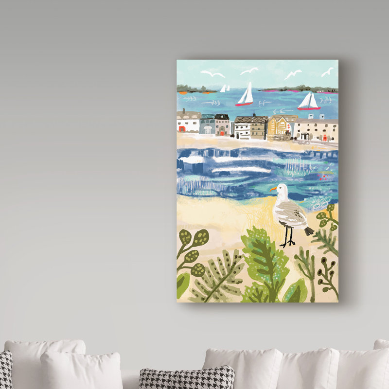 «Birds in Beach Town», reproduction de peinture acrylique sur toile tendue, H 24 po x l 16 po x P 2 po