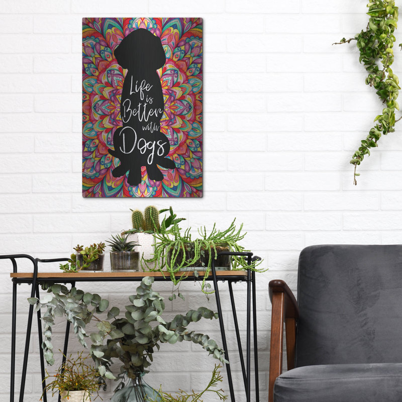 Art mural en métal «Better With Dogs» par Hello Angel par Red Barrel Studio®, H 16 po x l 12 po