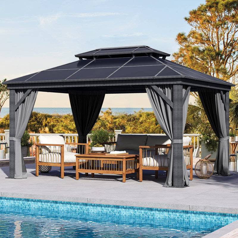 12 pi. L 10 pi. D Pavillon de jardin, gris