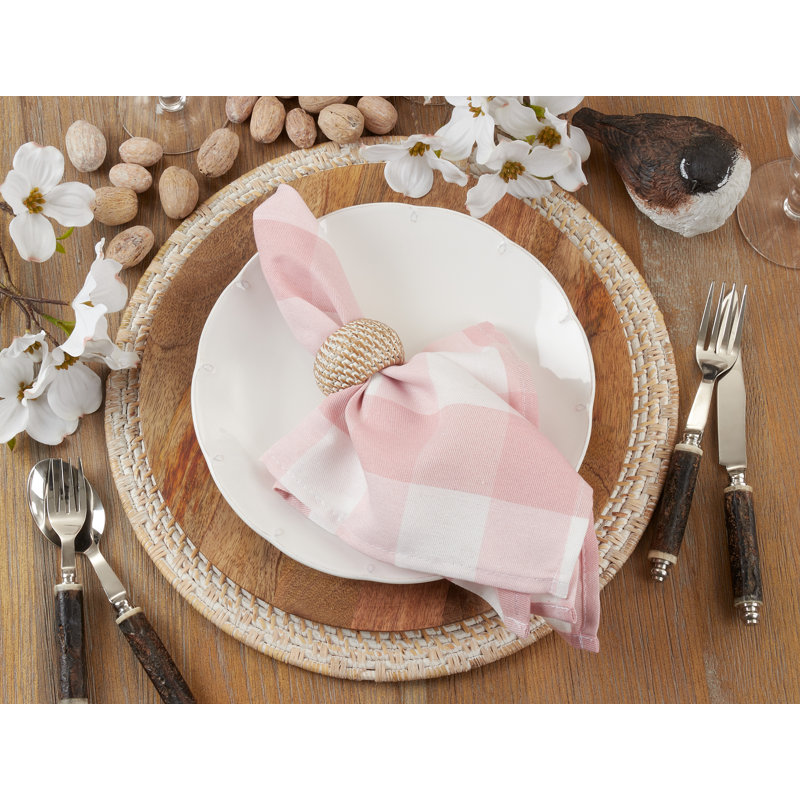 Franco Plaid Square Napkin, Pink