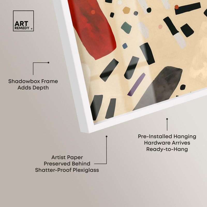 «Mindscape Mosaic II Shadowbox Print Modern Abstract» par Art Remedy, H 25 po x l 17 po, Blanc