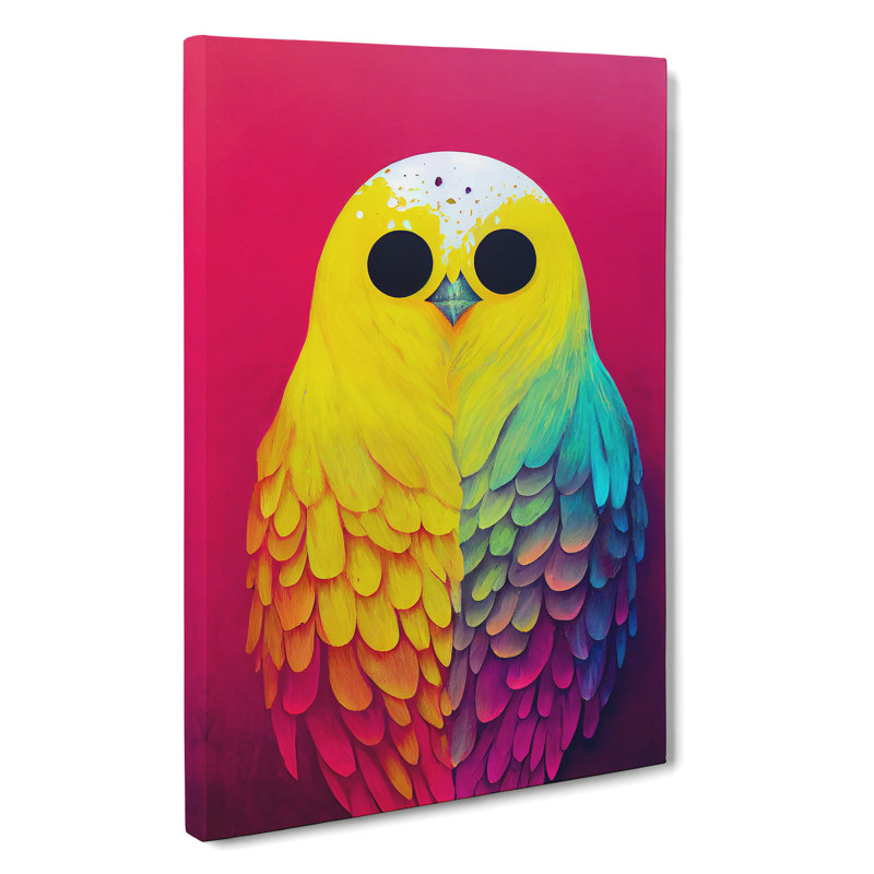 Colourful Bird No.1 Abstract - Wall Art, Wrapped Canvas, 50cm H x 35cm W x 3cm D, No Matte