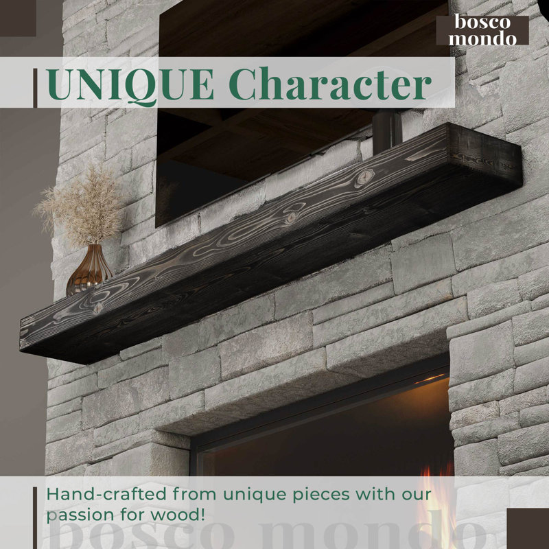 Cleamon Floating Fireplace Shelf Mantel, Black