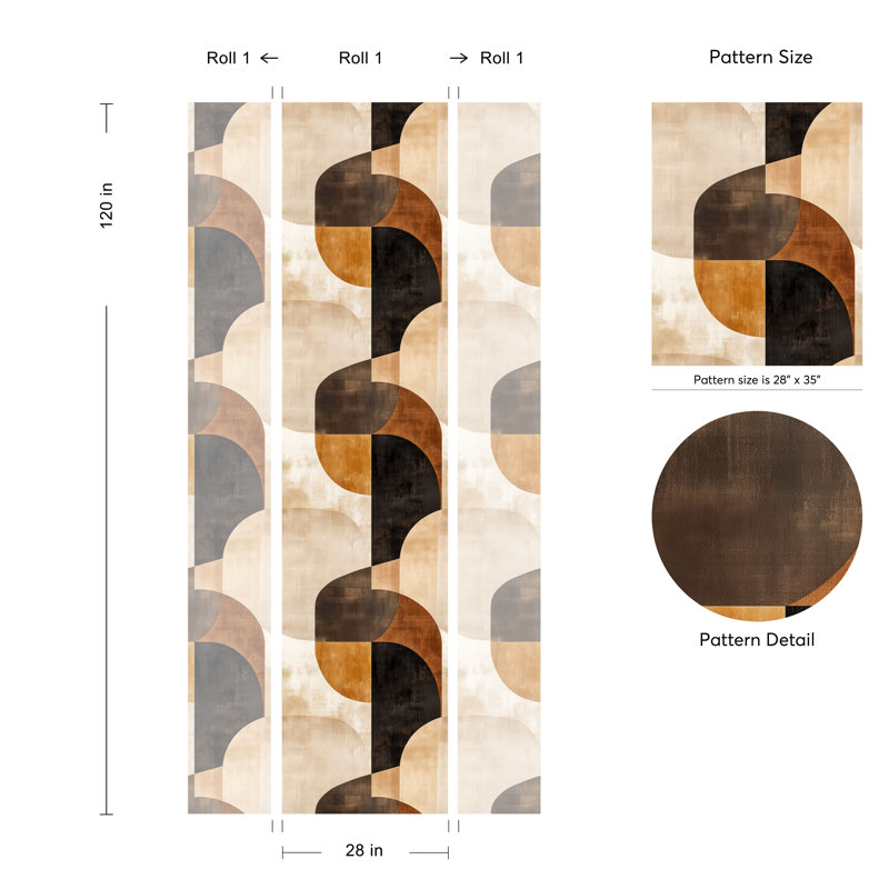 Papier peint adhésif abstrait Mid-Century géométrique