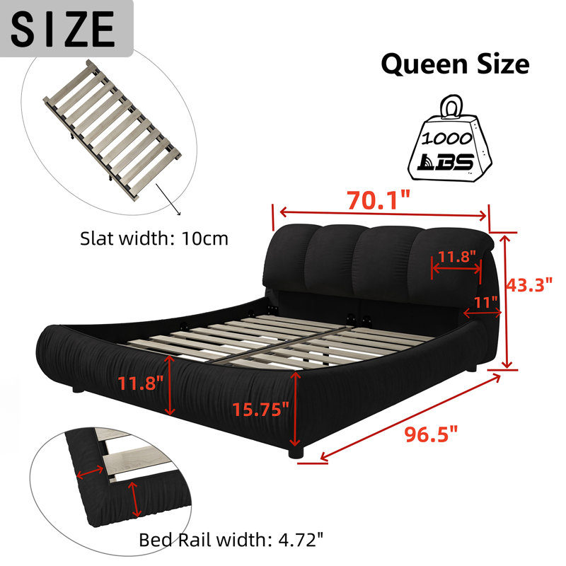 Lieselene Low Profile Standard Bed Frame, Queen, Black