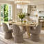 6 - Person Dining Table Sets With Extendabe Oval Table & 6 Upholstered Tweed Swivel Chairs-1430668246
