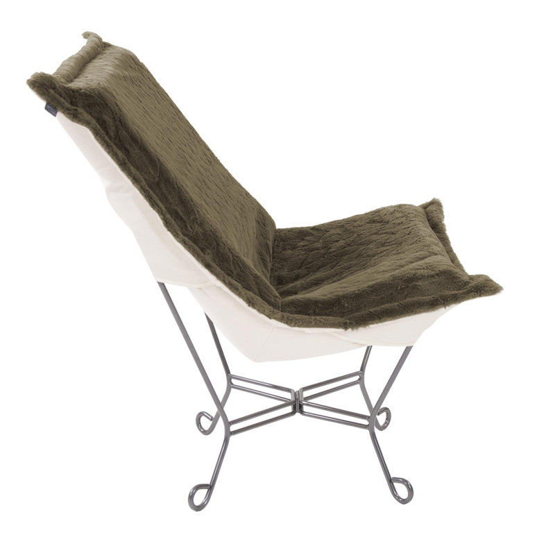 Fauteuil-pouf à volutes en mousse d'angora, Mousse de fourrure synthétique Angora