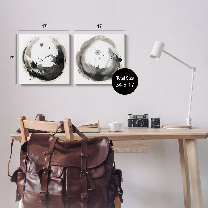 «Urban Infinity Abstract Circles» par Stella Chang - ensemble de 2 peintures, H 17 po x l 34 po x P 1,5 po, Toile tendue