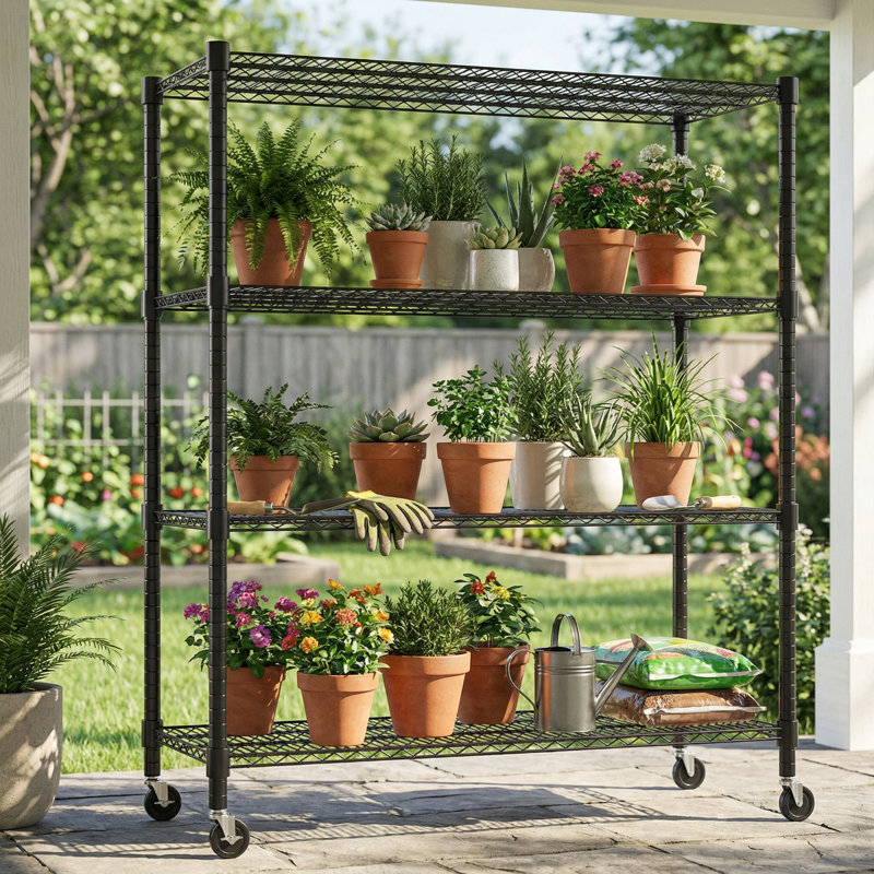 Heavy Duty Storage Shelves, Tier Wire Shelving Unit With Wheels, Commercial Adjustable Metal Shelves For Storage, Garage Rack Pantry Shelves Kitchen Shelving