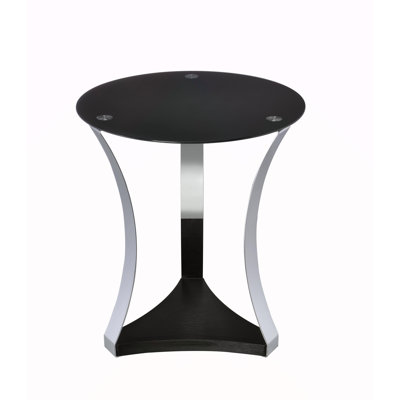 Black Glass & Chrome Finish End Table