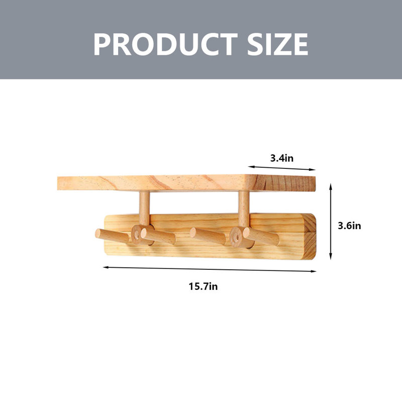 Charona Solid Wood 4 - Hook Wall Mounted Coat Rack