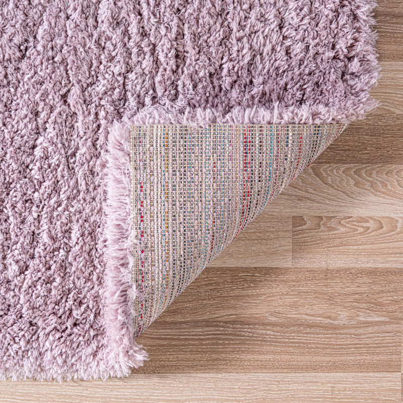 Tapis à poils longs en polyester tissé à la machine couleur lavande Burciaga, Rectangle 9 pi x 12 pi