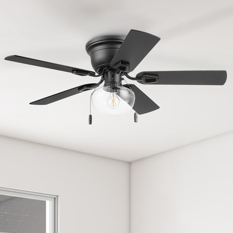 Halle  42" Indoor Matte Black Ceiling Fan With Light & Pull Chain