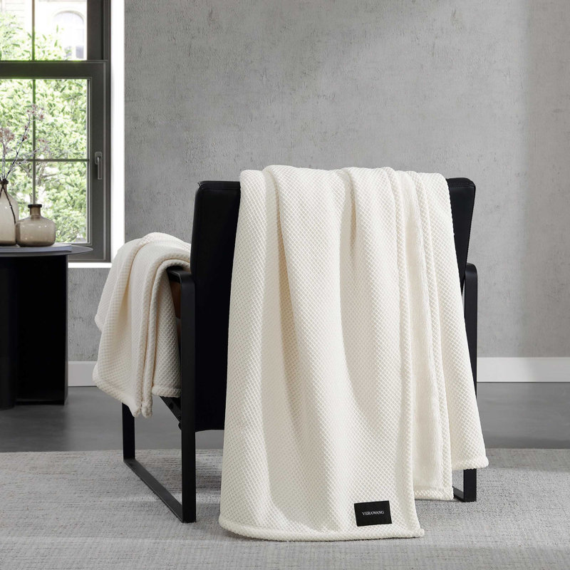 Couverture réversible en jacquard Vera Wang, Beige, Grand lit