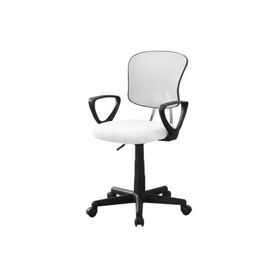 Chaise de bureau ergonomique, base en métal noir, tissu réglable en maille respirante blanche, siège
